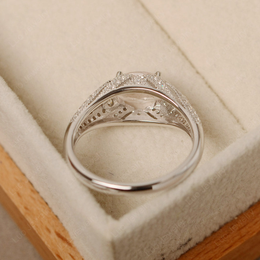 Vintage Horizontal Oval Cut Morganite Ring - LUO Jewelry