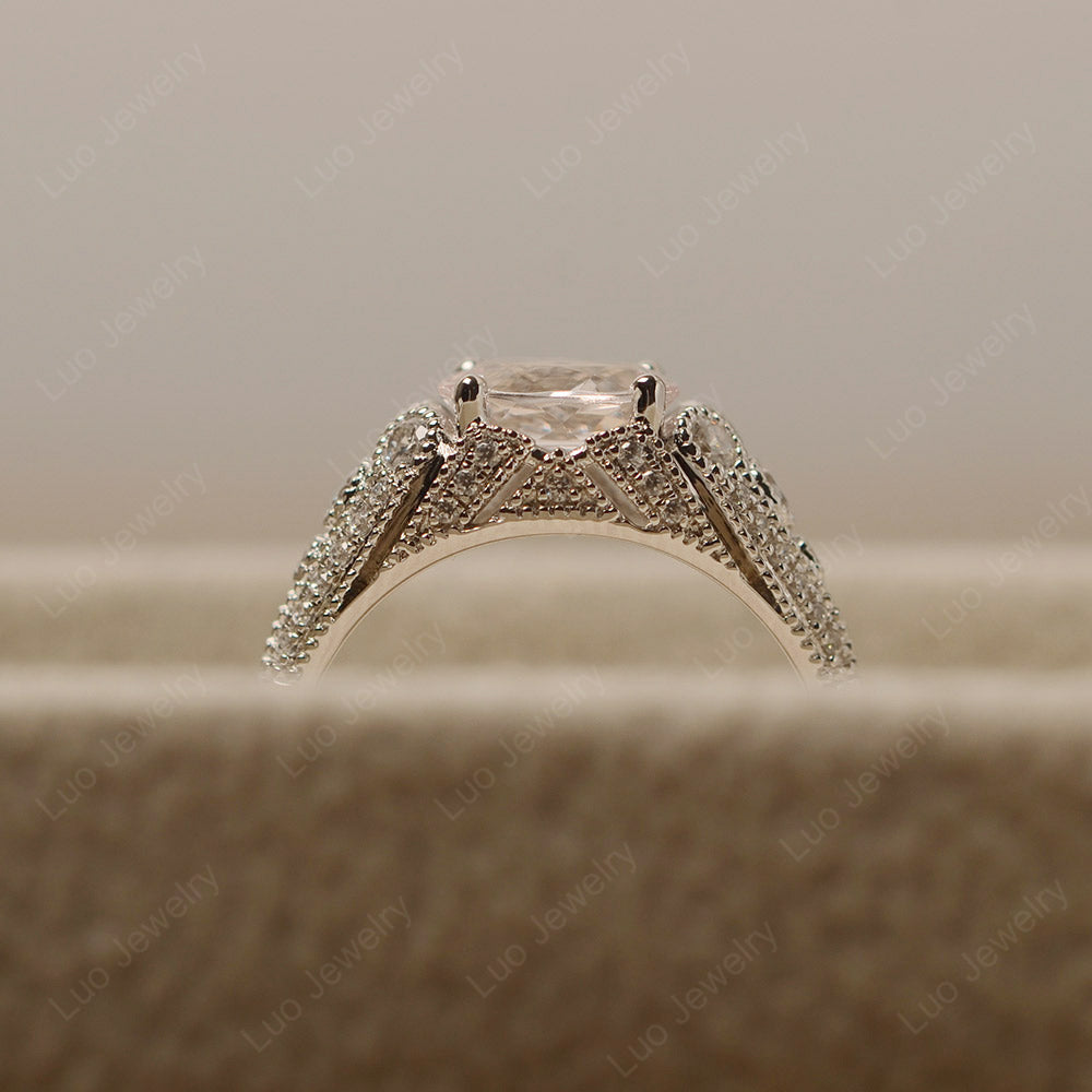 Vintage Horizontal Oval Cut Morganite Ring - LUO Jewelry