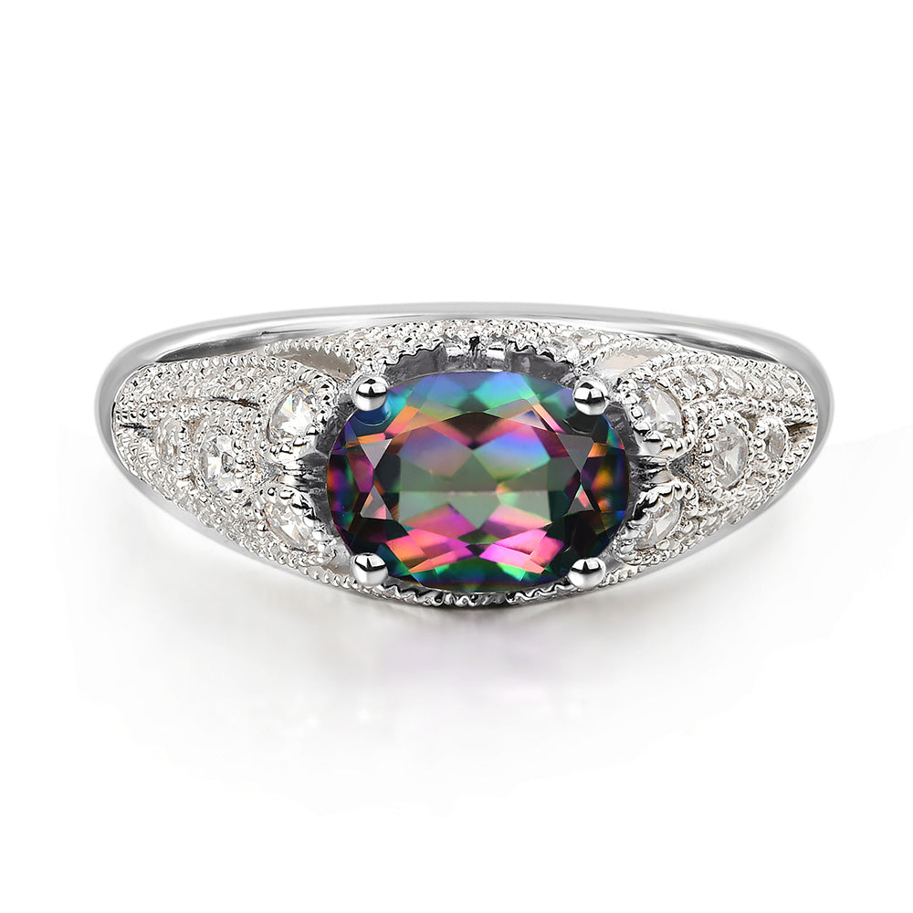 Vintage Horizontal Oval Cut Mystic Topaz Ring - LUO Jewelry