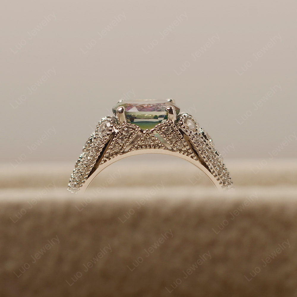 Vintage Horizontal Oval Cut Mystic Topaz Ring - LUO Jewelry