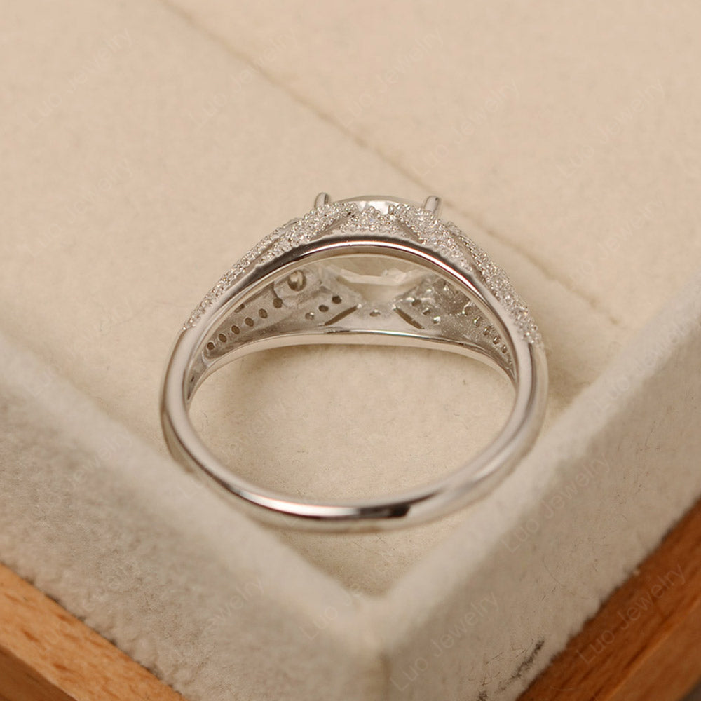 Vintage Horizontal Oval Cut White Topaz Ring - LUO Jewelry