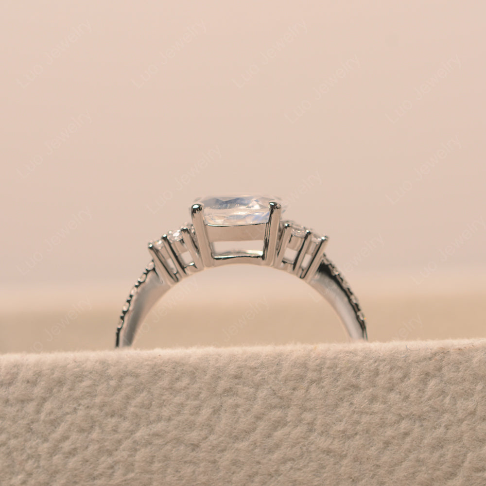 Horizontal Oval Cut Moonstone Engagement Ring - LUO Jewelry