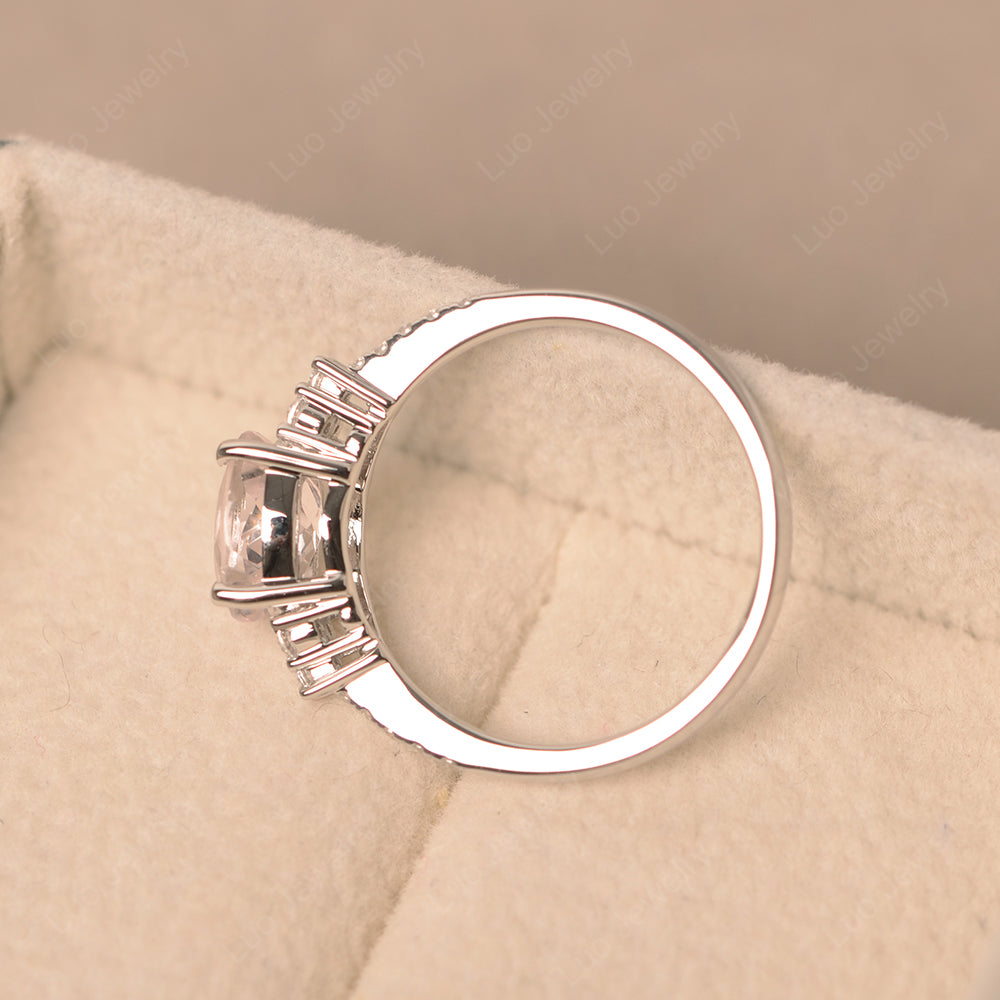 Horizontal Oval Cut Morganite Engagement Ring - LUO Jewelry