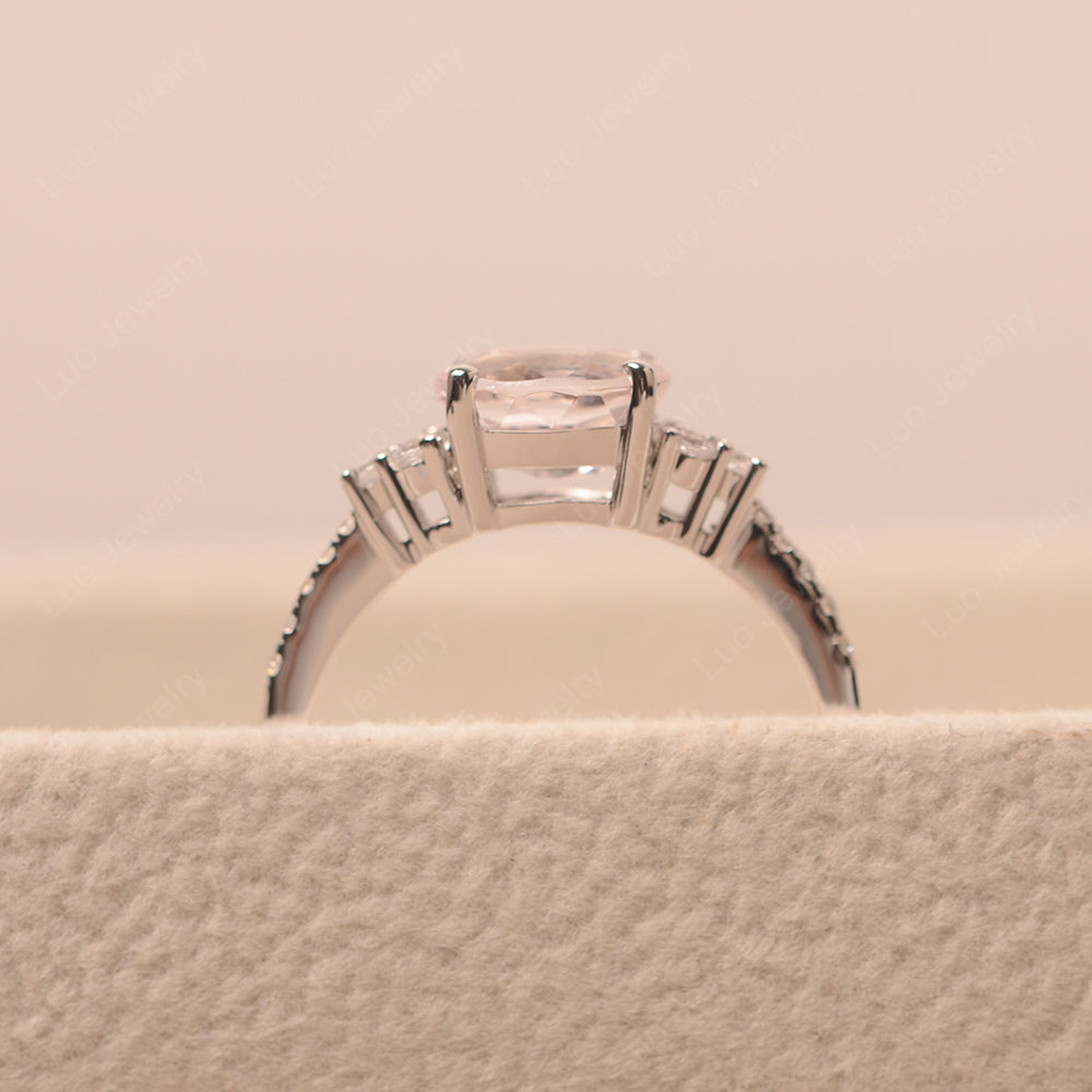 Horizontal Oval Cut Morganite Engagement Ring - LUO Jewelry
