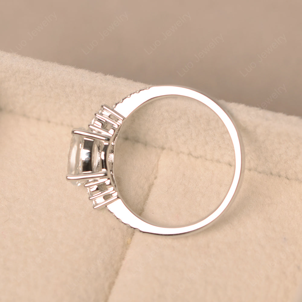 Horizontal Oval Cut White Topaz Engagement Ring - LUO Jewelry