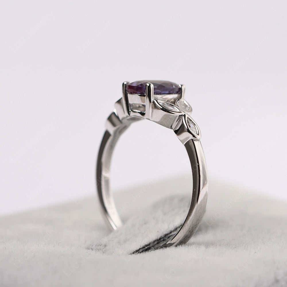 Alexandrite Vintage Oval Engagement Rings Silver - LUO Jewelry