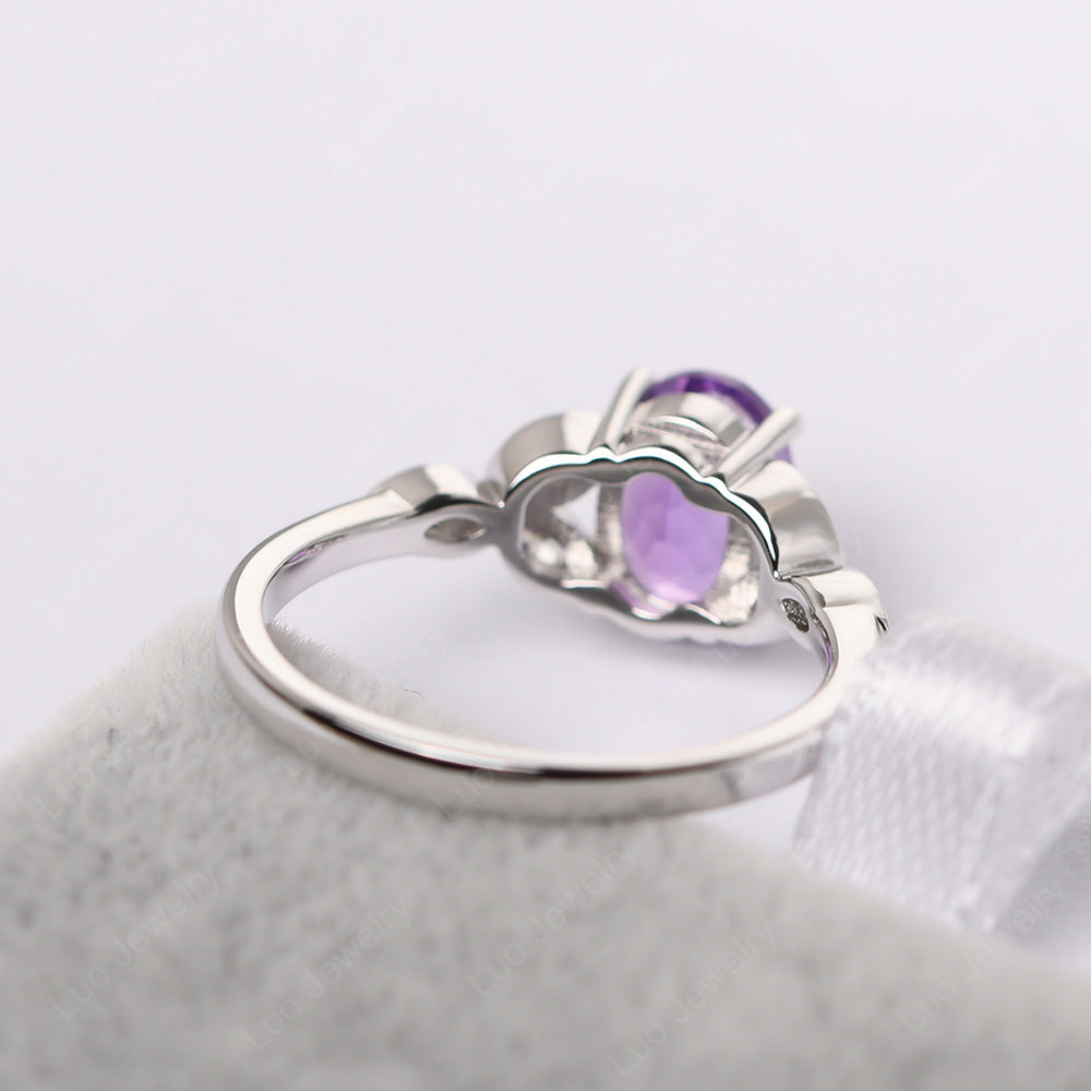 Amethyst Vintage Oval Engagement Rings Silver - LUO Jewelry