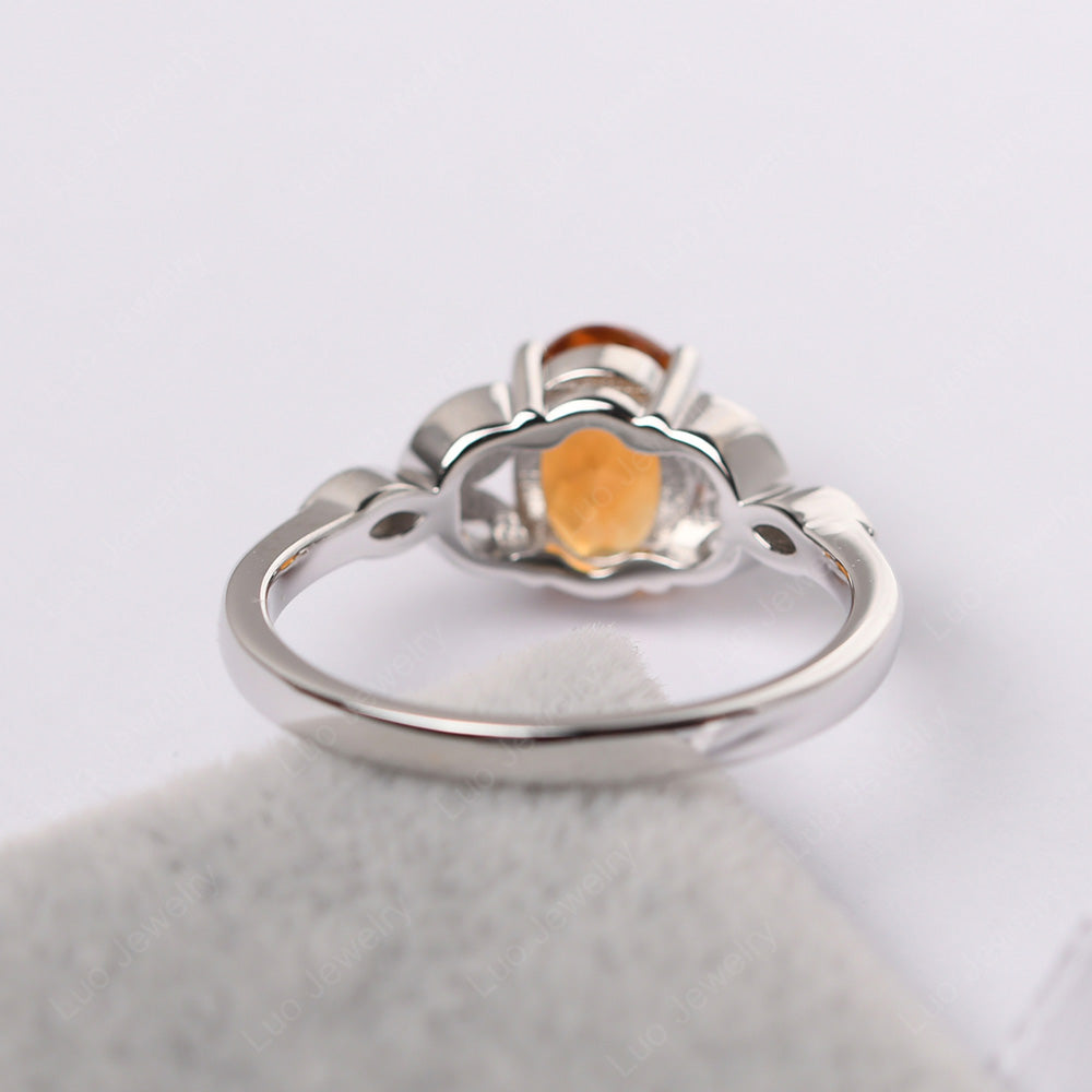 Citrine Vintage Oval Engagement Rings Silver - LUO Jewelry