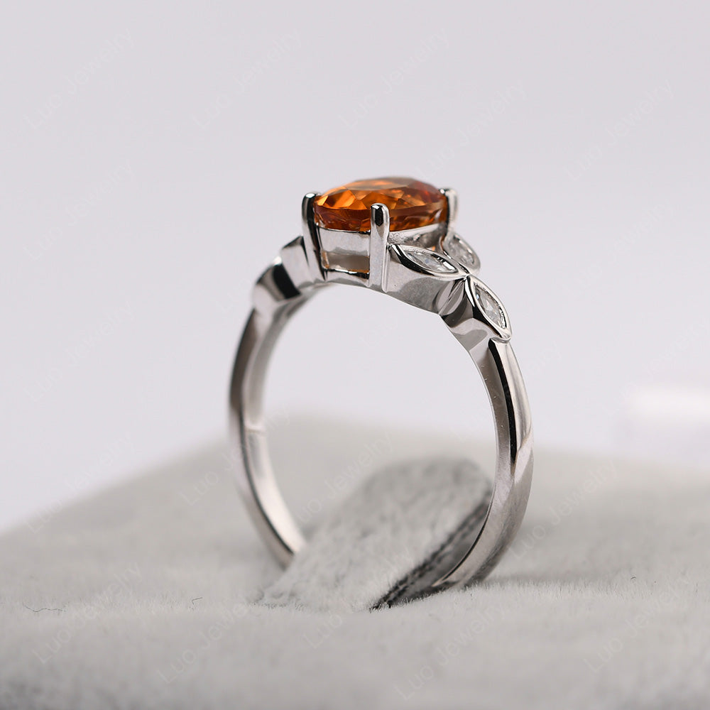 Citrine Vintage Oval Engagement Rings Silver - LUO Jewelry