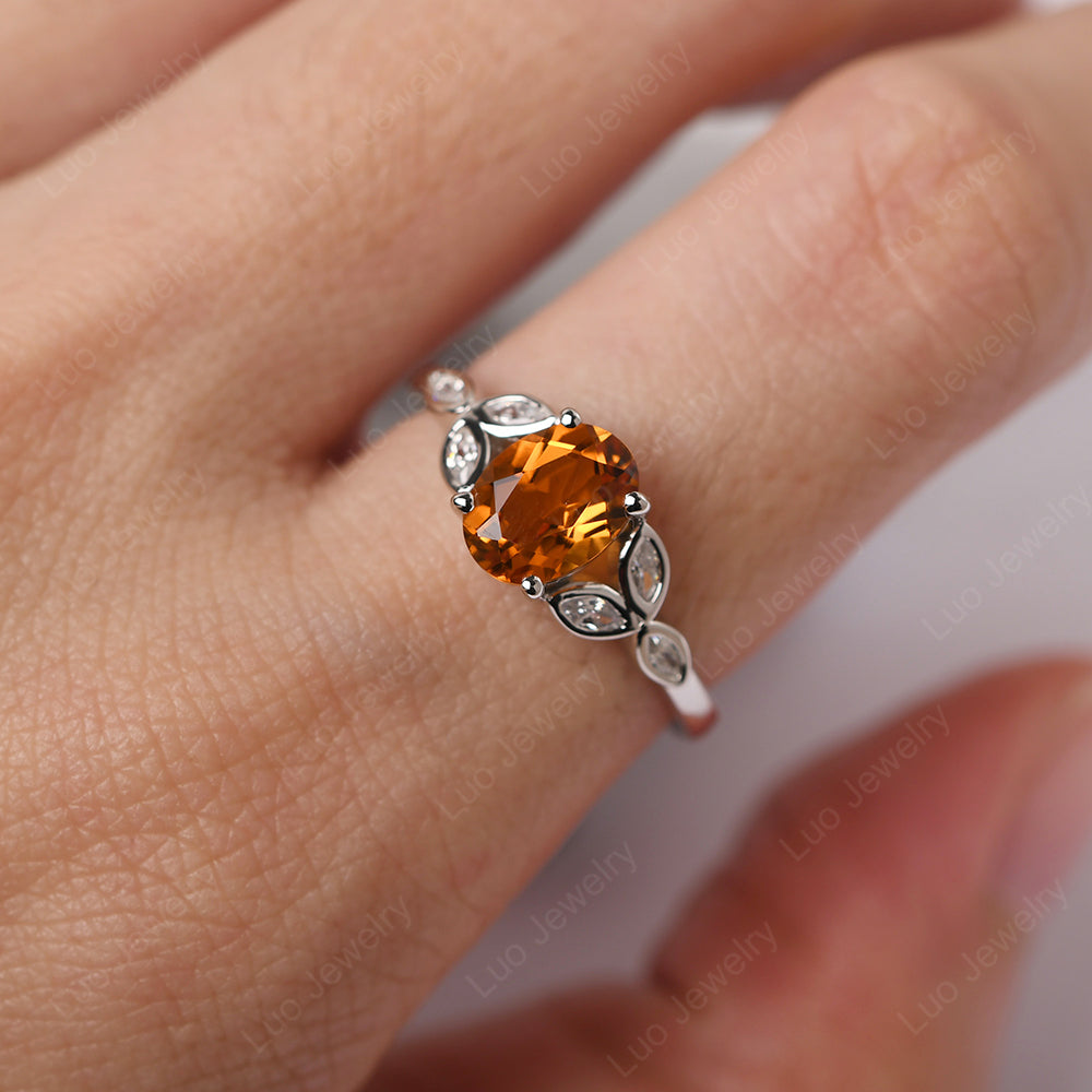 Citrine Vintage Oval Engagement Rings Silver - LUO Jewelry