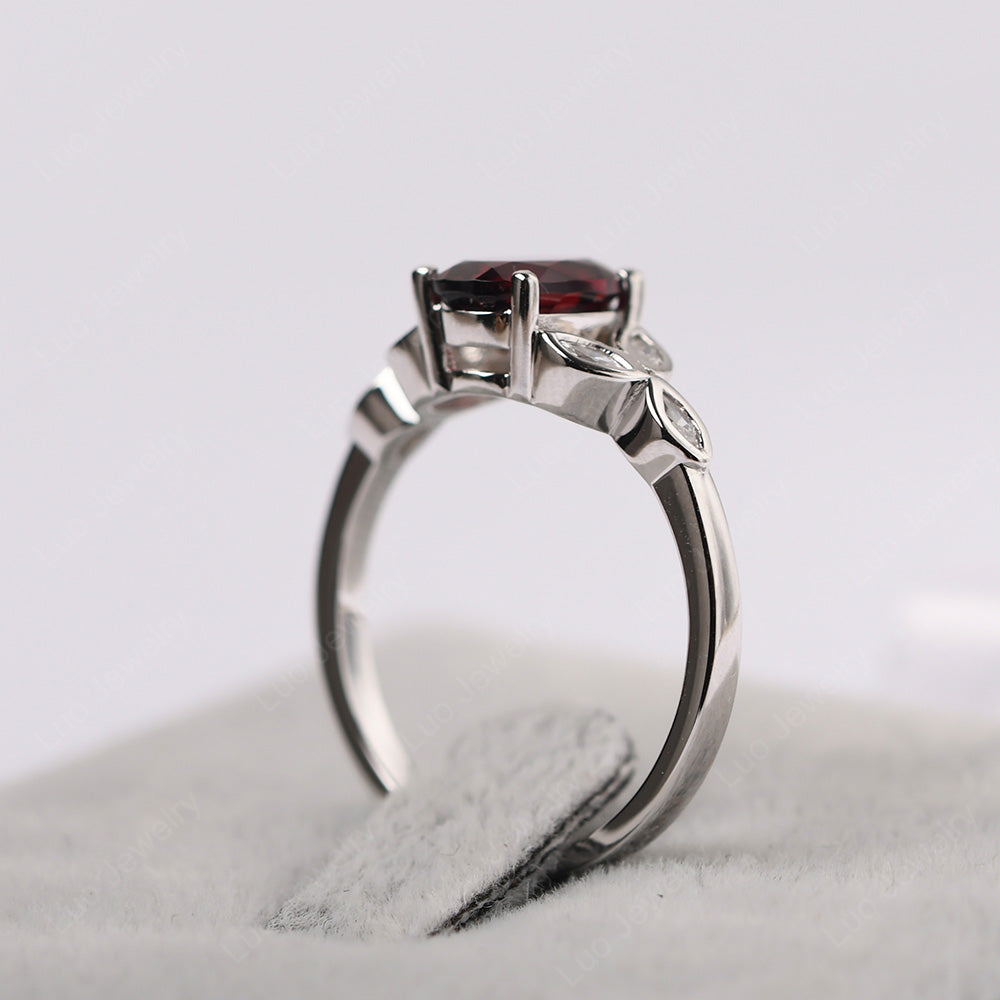 Garnet Vintage Oval Engagement Rings Silver - LUO Jewelry