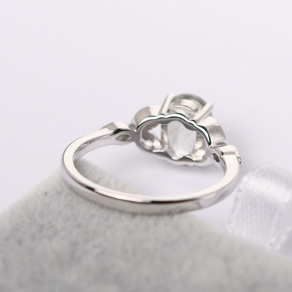 Green Amethyst Vintage Oval Engagement Rings Silver - LUO Jewelry