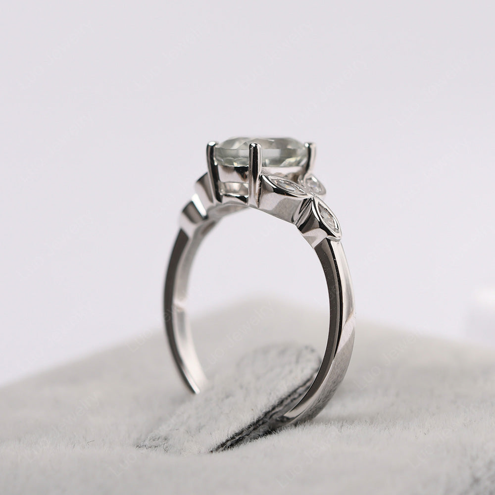 Green Amethyst Vintage Oval Engagement Rings Silver - LUO Jewelry