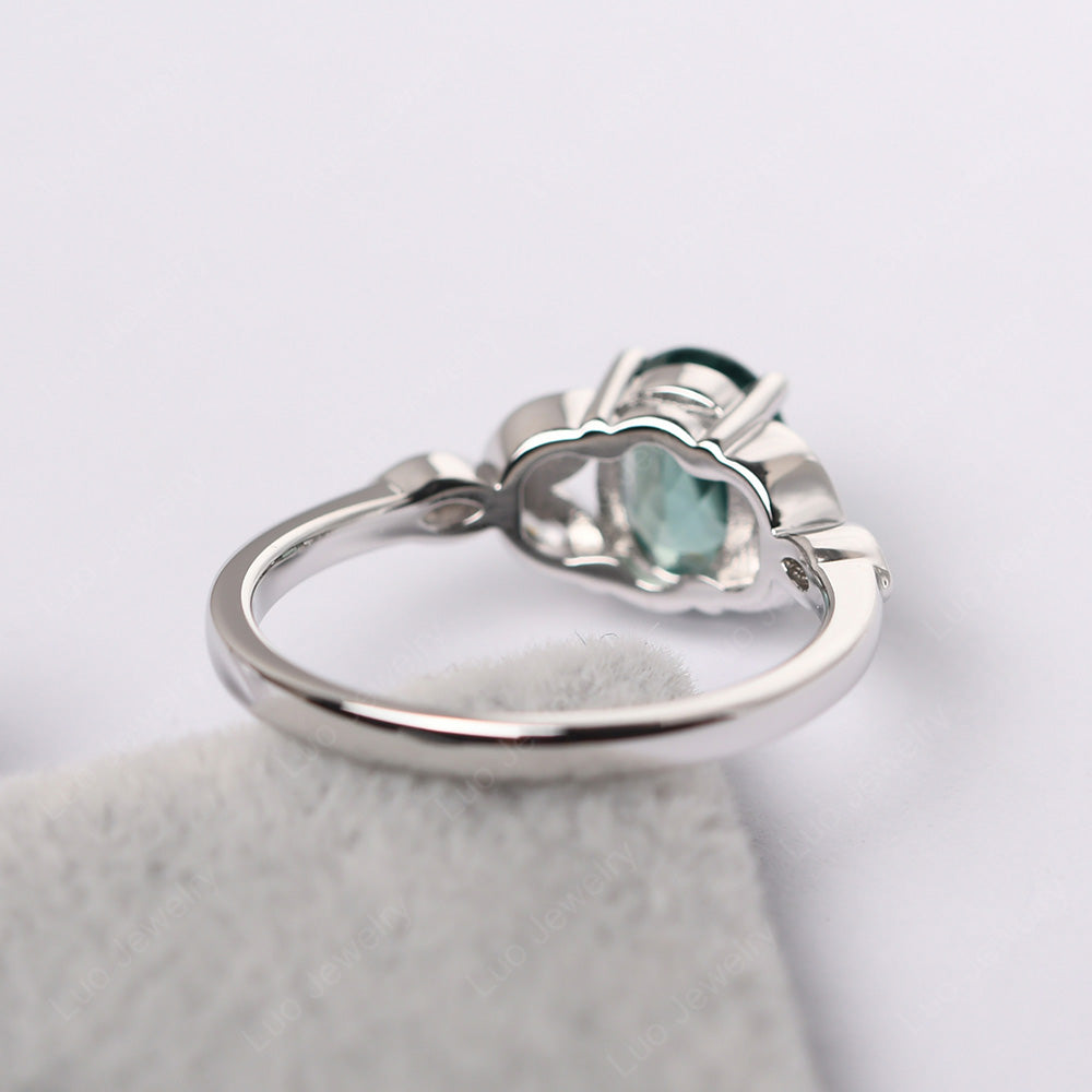 Green Sapphire Vintage Oval Engagement Rings Silver - LUO Jewelry