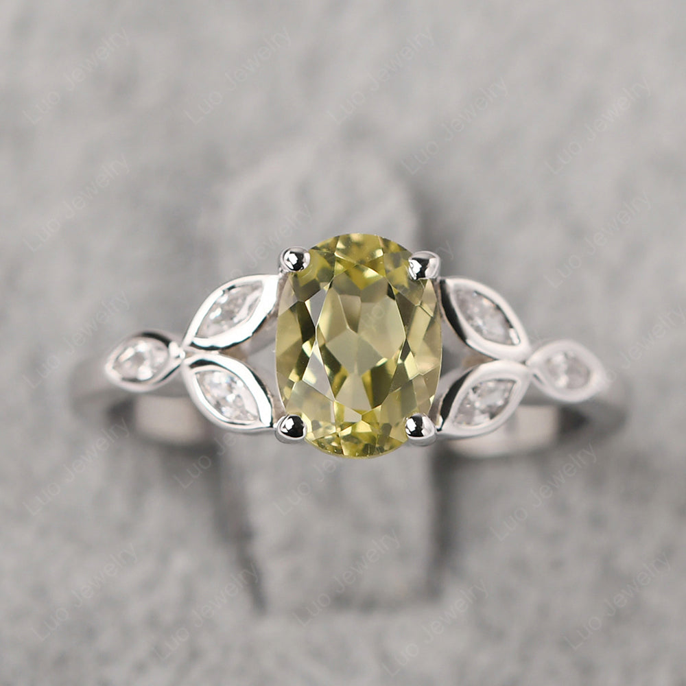 Lemon Quartz Vintage Oval Engagement Rings Silver - LUO Jewelry