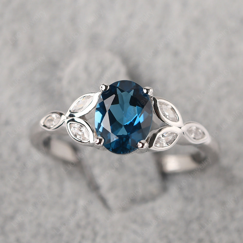 London Blue Topaz Vintage Oval Engagement Rings Silver - LUO Jewelry