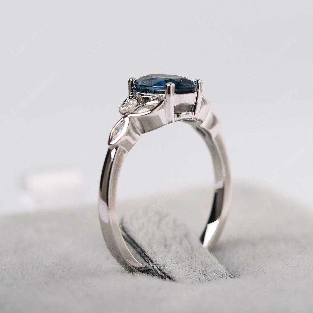 London Blue Topaz Vintage Oval Engagement Rings Silver - LUO Jewelry
