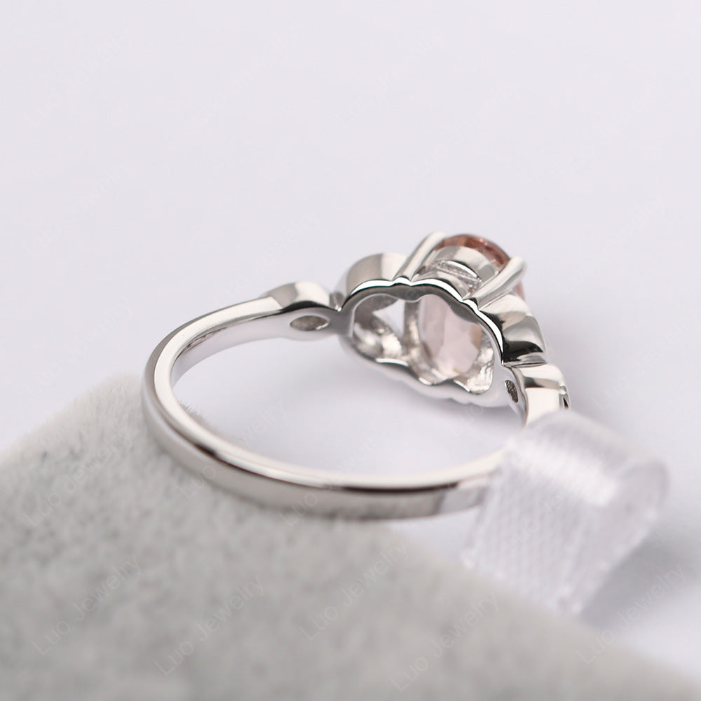 Morganite Vintage Oval Engagement Rings Silver - LUO Jewelry