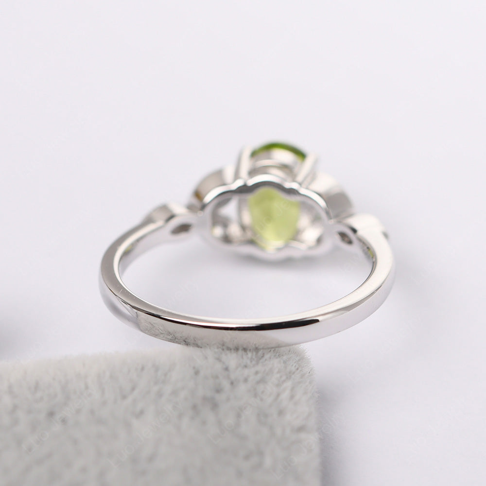 Peridot Vintage Oval Engagement Rings Silver - LUO Jewelry