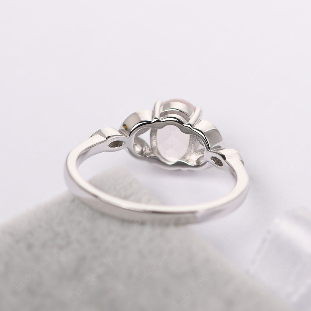 Rose Quartz Vintage Oval Engagement Rings Silver - LUO Jewelry