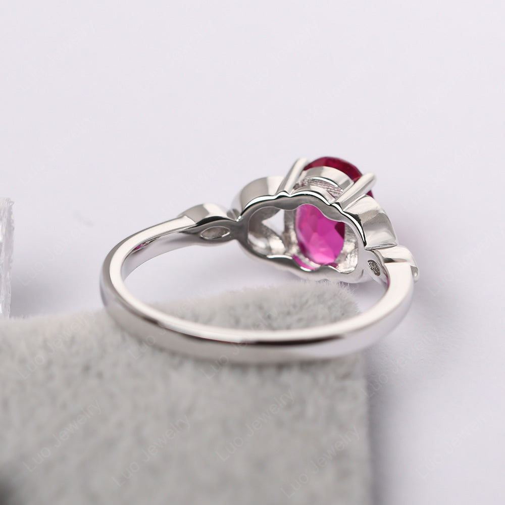 Ruby Vintage Oval Engagement Rings Silver - LUO Jewelry