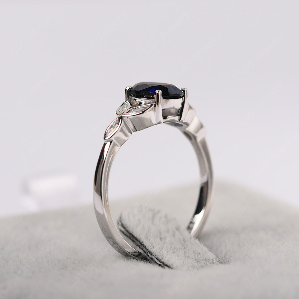 Lab Sapphire Vintage Oval Engagement Rings Silver - LUO Jewelry