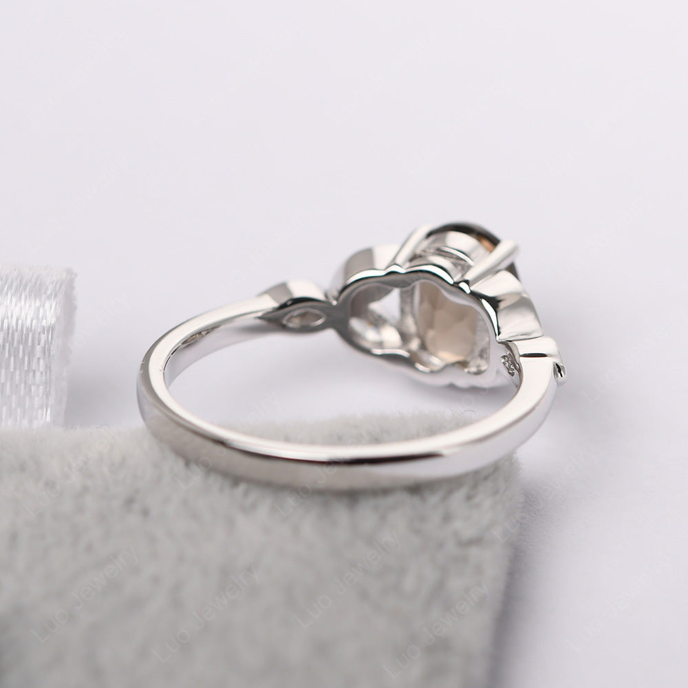 Smoky Quartz Vintage Oval Engagement Rings Silver - LUO Jewelry