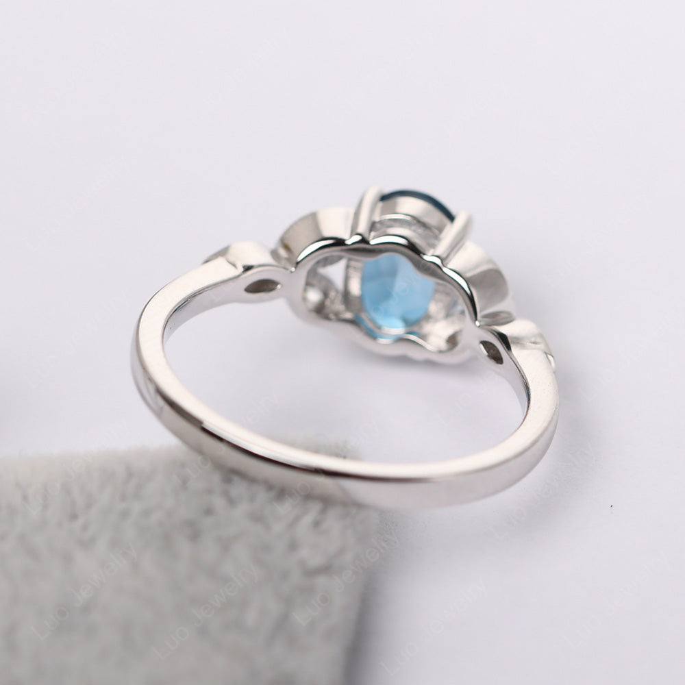 Swiss Blue Topaz Vintage Oval Engagement Rings Silver - LUO Jewelry