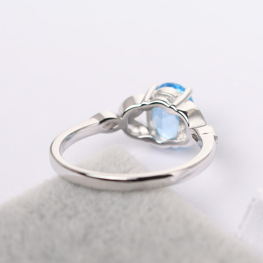 Swiss Blue Topaz Vintage Oval Engagement Rings Silver - LUO Jewelry