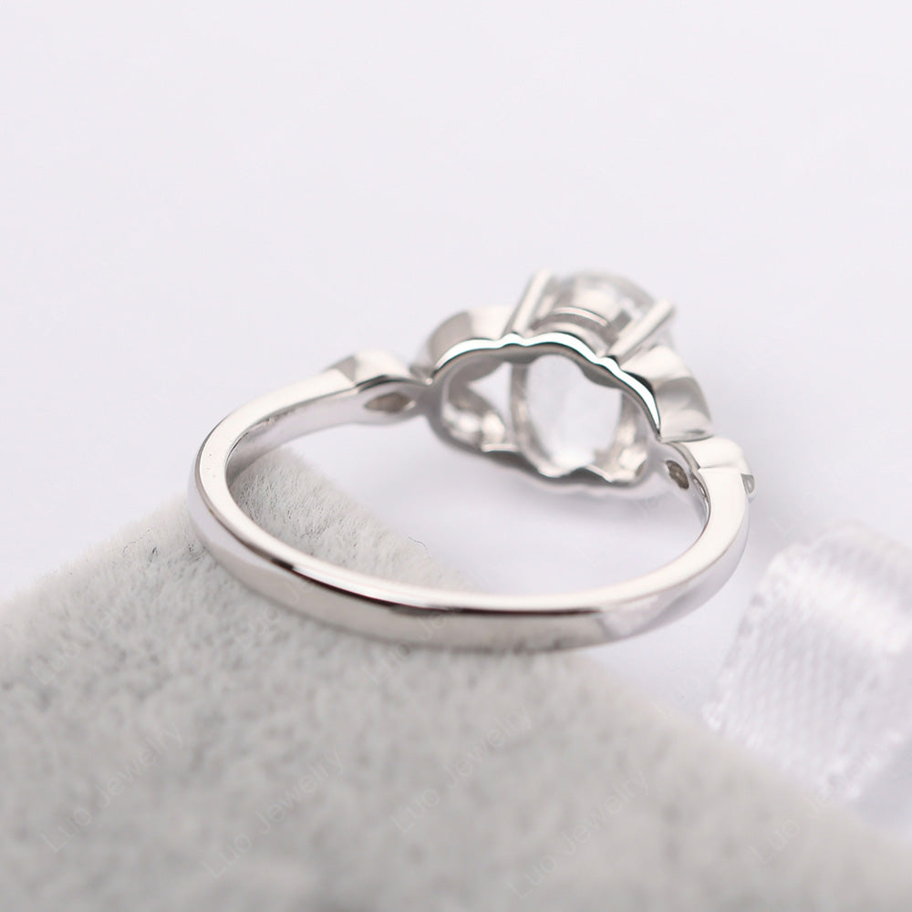 White Topaz Vintage Oval Engagement Rings Silver - LUO Jewelry