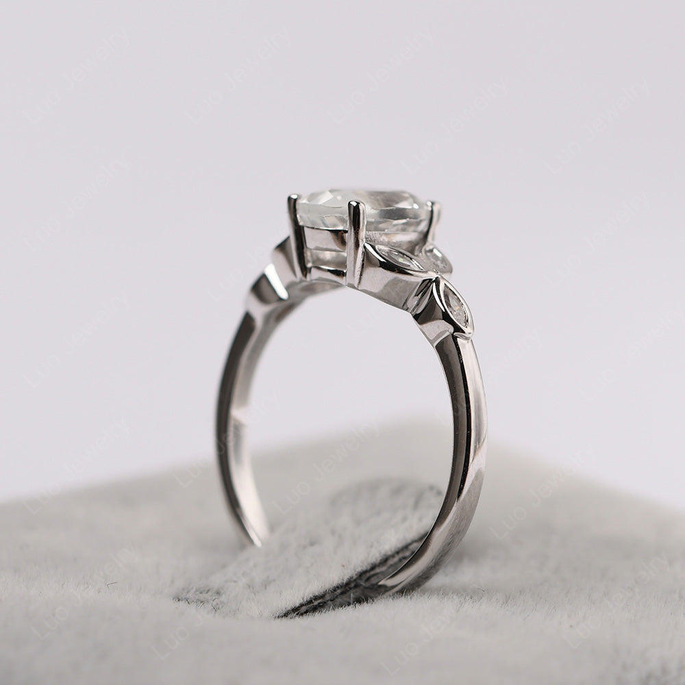 White Topaz Vintage Oval Engagement Rings Silver - LUO Jewelry