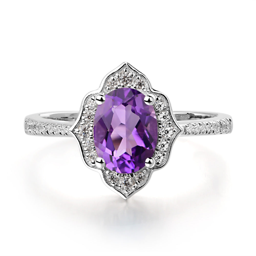 Amethyst Vintage Oval Halo Engagement Rings - LUO Jewelry