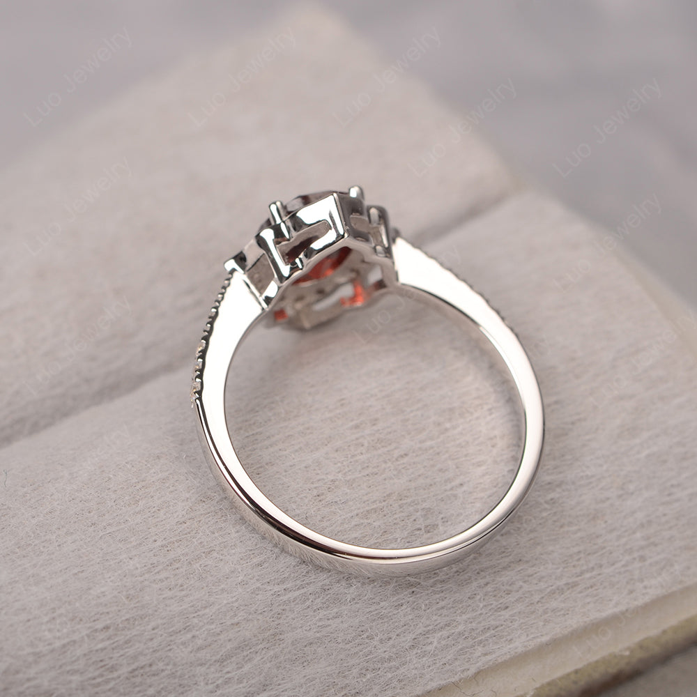 Garnet Vintage Oval Halo Engagement Rings - LUO Jewelry