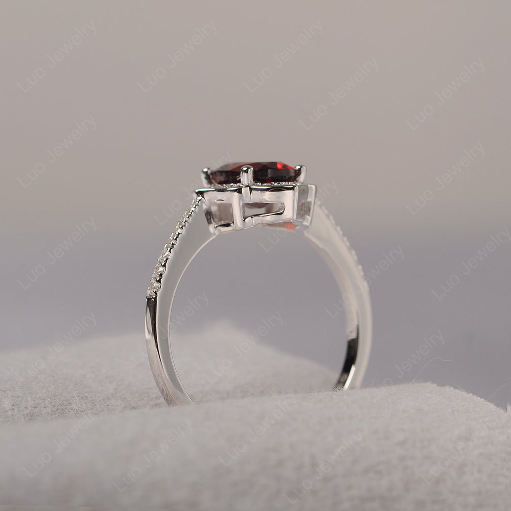 Garnet Vintage Oval Halo Engagement Rings - LUO Jewelry