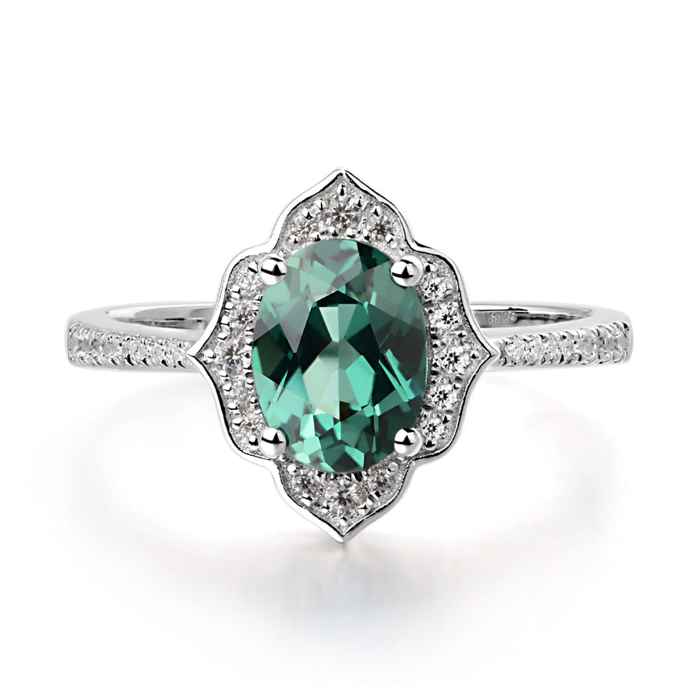 Green Sapphire Vintage Oval Halo Engagement Rings - LUO Jewelry