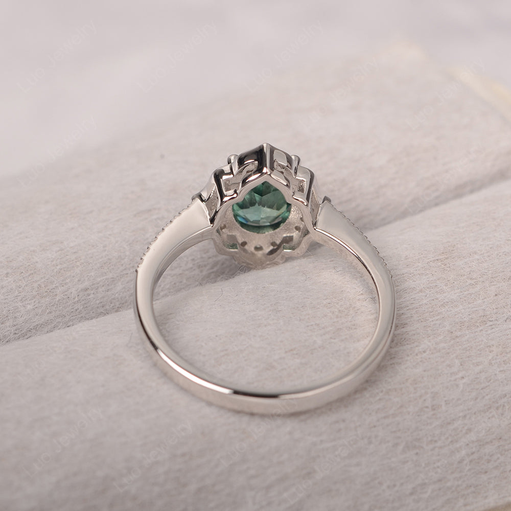 Green Sapphire Vintage Oval Halo Engagement Rings - LUO Jewelry