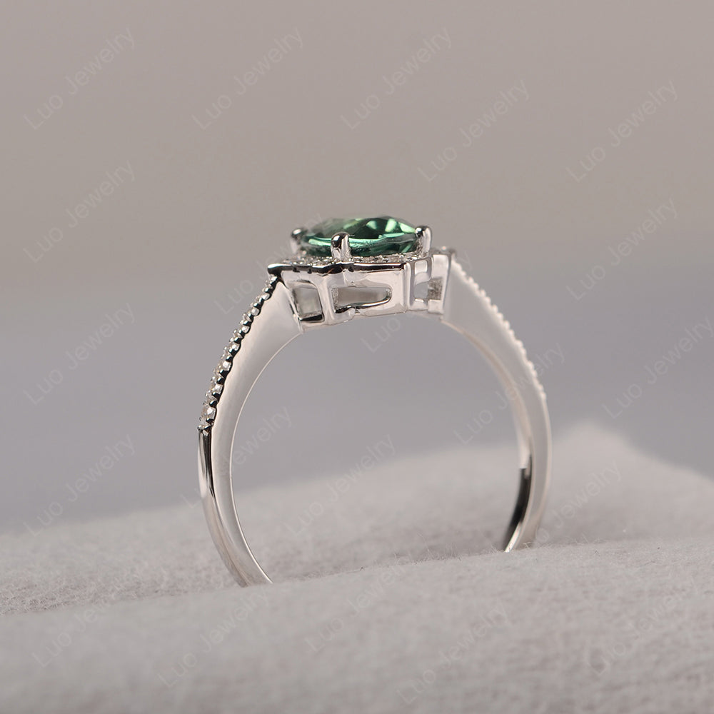 Green Sapphire Vintage Oval Halo Engagement Rings - LUO Jewelry