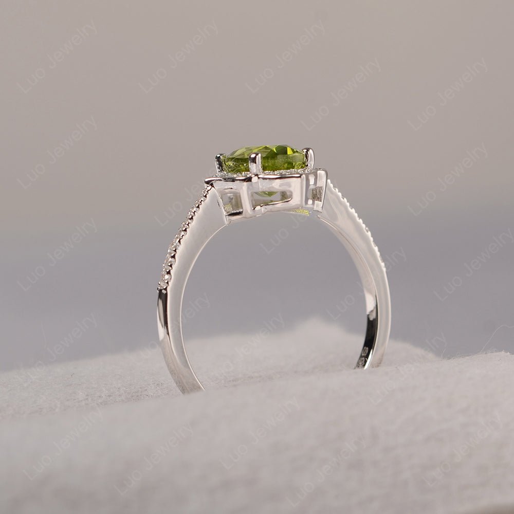 Peridot Vintage Oval Halo Engagement Rings - LUO Jewelry