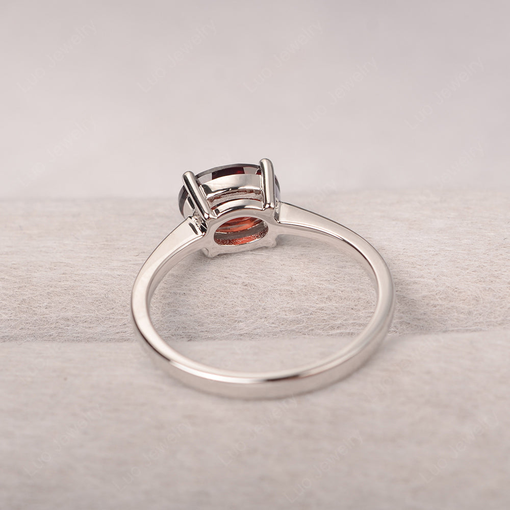 Garnet Horizontal Oval Solitaire Engagement Rings - LUO Jewelry