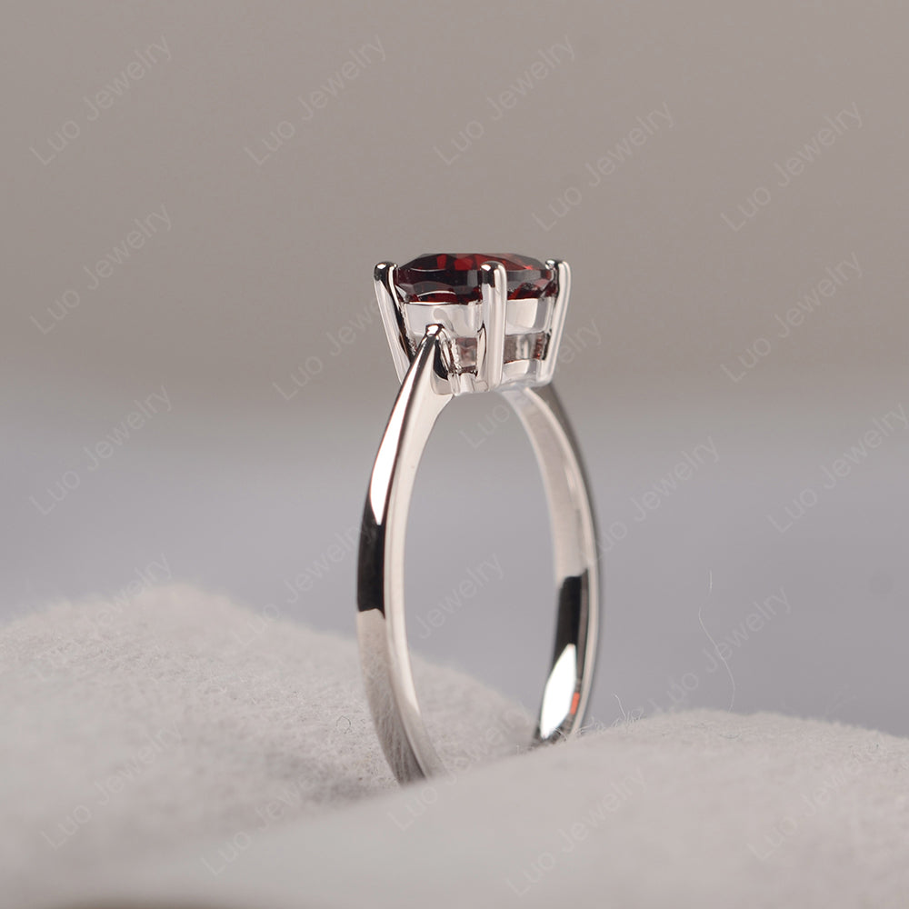 Garnet Horizontal Oval Solitaire Engagement Rings - LUO Jewelry