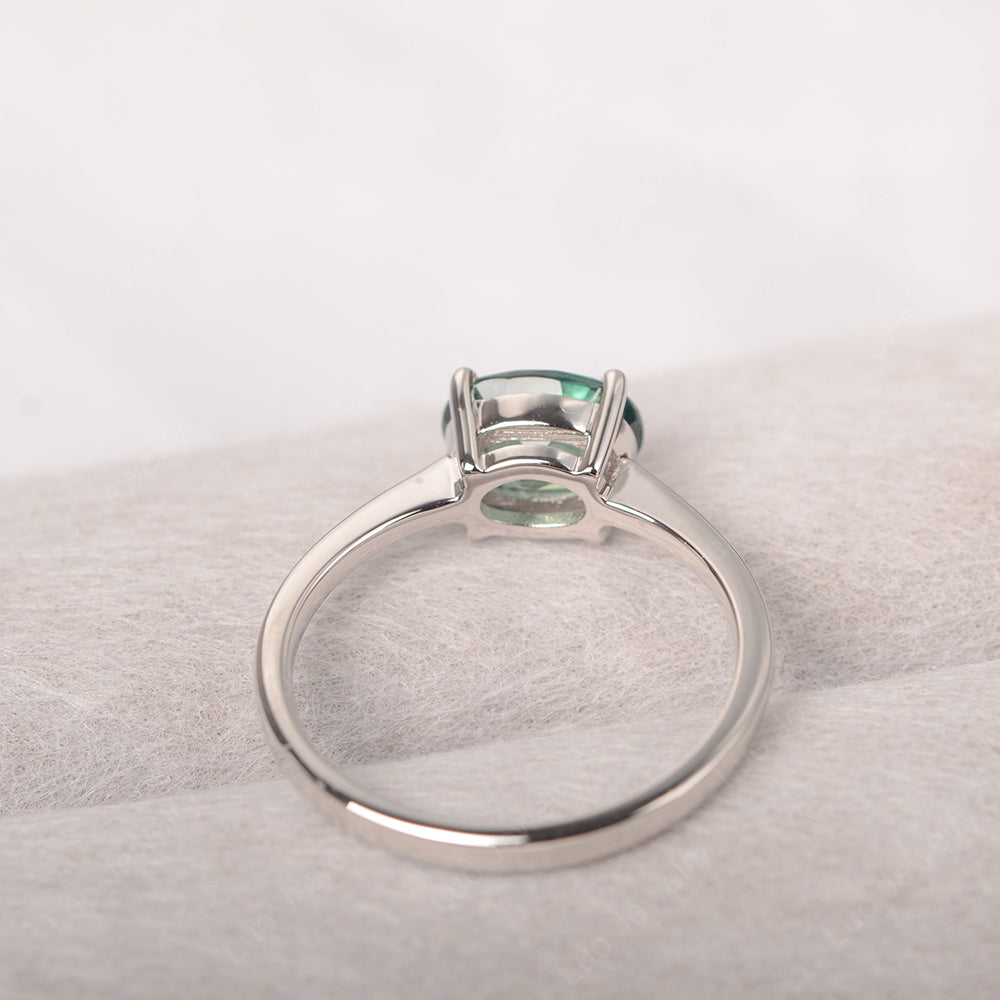 Green Sapphire Horizontal Oval Solitaire Engagement Rings - LUO Jewelry