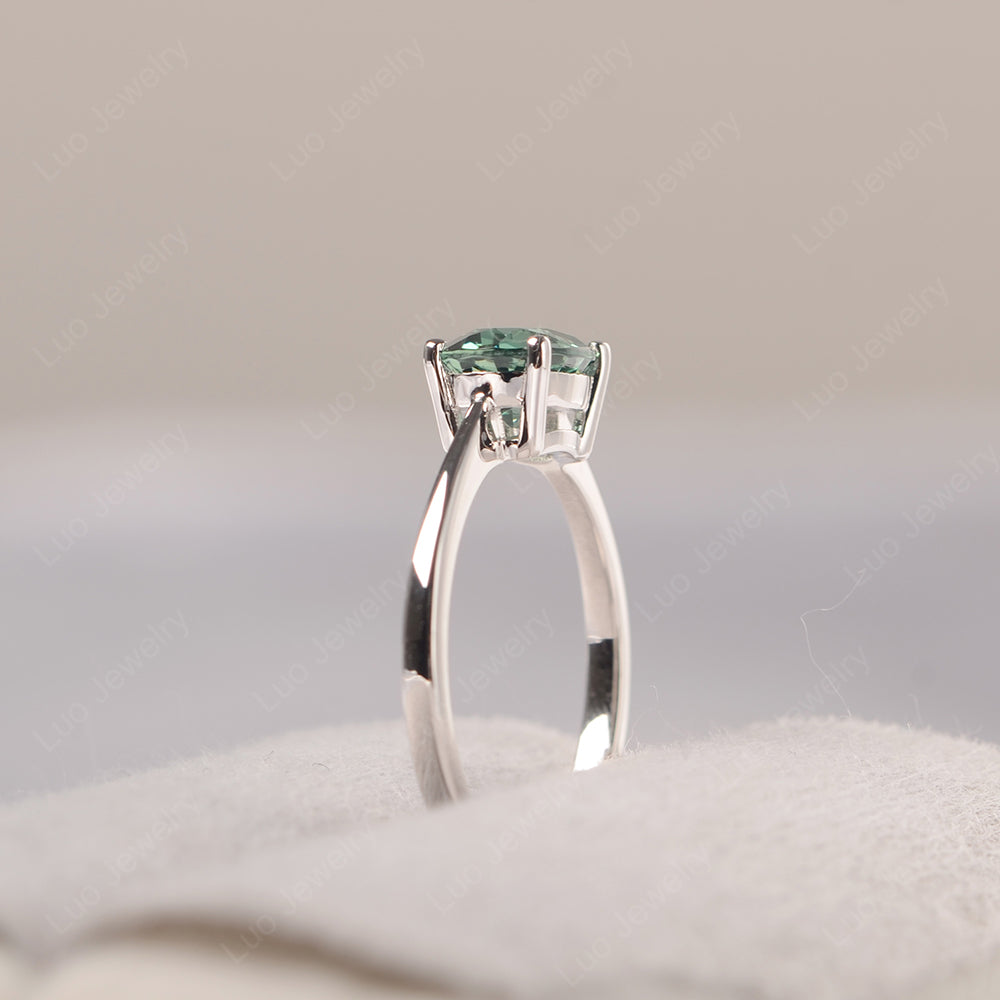 Green Sapphire Horizontal Oval Solitaire Engagement Rings - LUO Jewelry