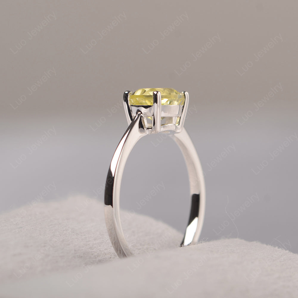 Lemon Quartz Horizontal Oval Solitaire Engagement Rings - LUO Jewelry