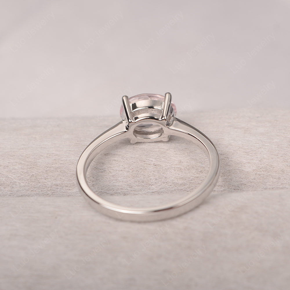 Morganite Horizontal Oval Solitaire Engagement Rings - LUO Jewelry