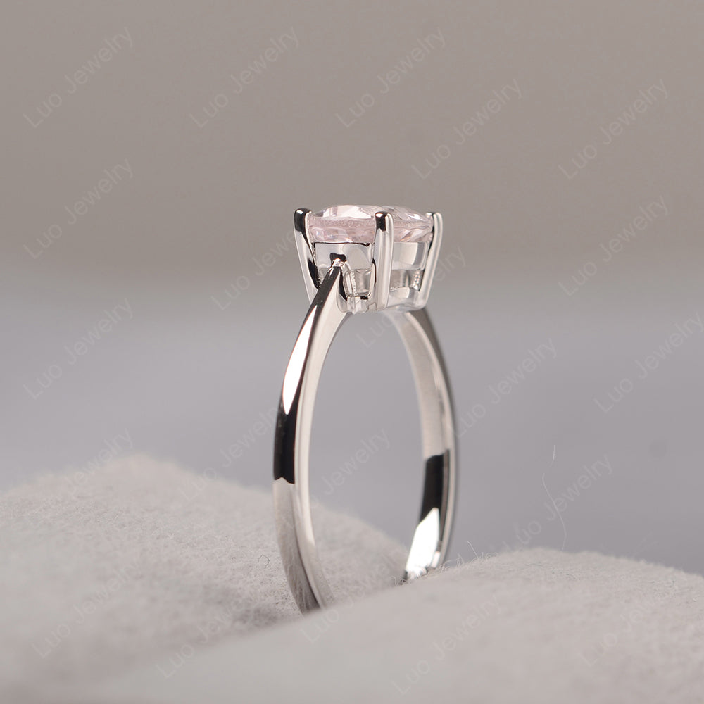 Morganite Horizontal Oval Solitaire Engagement Rings - LUO Jewelry