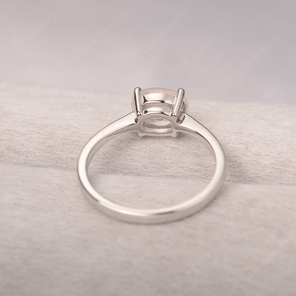 Rose Quartz Horizontal Oval Solitaire Engagement Rings - LUO Jewelry