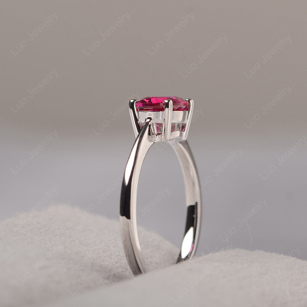 Ruby Horizontal Oval Solitaire Engagement Rings - LUO Jewelry