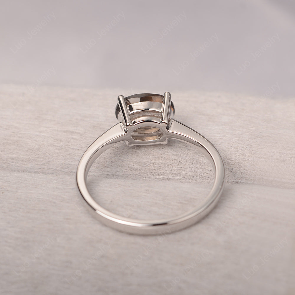 Smoky Quartz Horizontal Oval Solitaire Engagement Rings - LUO Jewelry