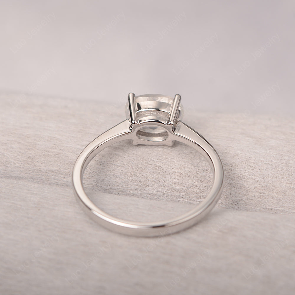 White Topaz Horizontal Oval Solitaire Engagement Rings - LUO Jewelry