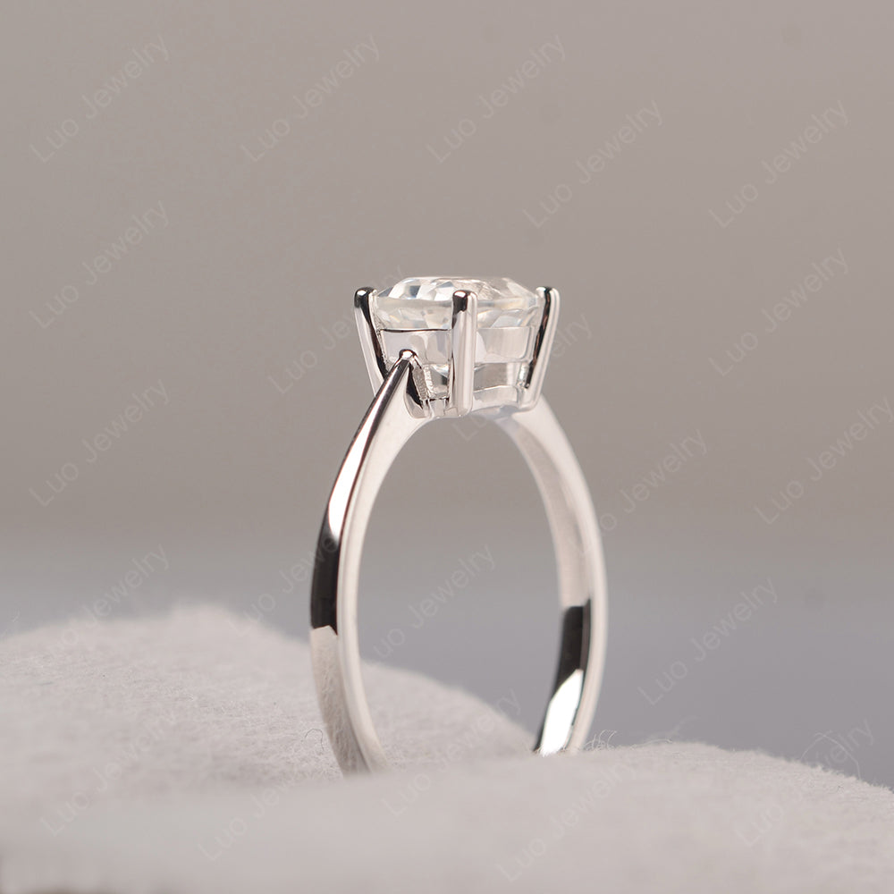 White Topaz Horizontal Oval Solitaire Engagement Rings - LUO Jewelry